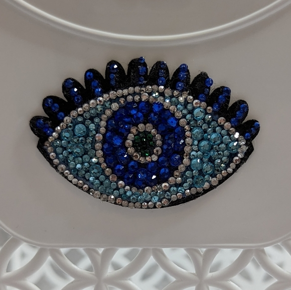 Plastic Summer Tote - Rhinestone Encrusted Evil Eye - Picture 2 of 3